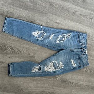 Forever 21 Blue High Rise Ripped Jeans